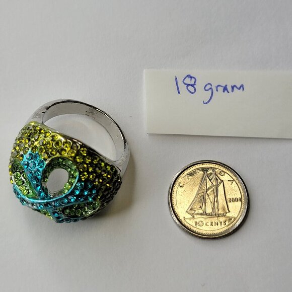 Aqua Green Rhinestone Ring SIZE 8 -Other sizes available - Picture 9 of 14
